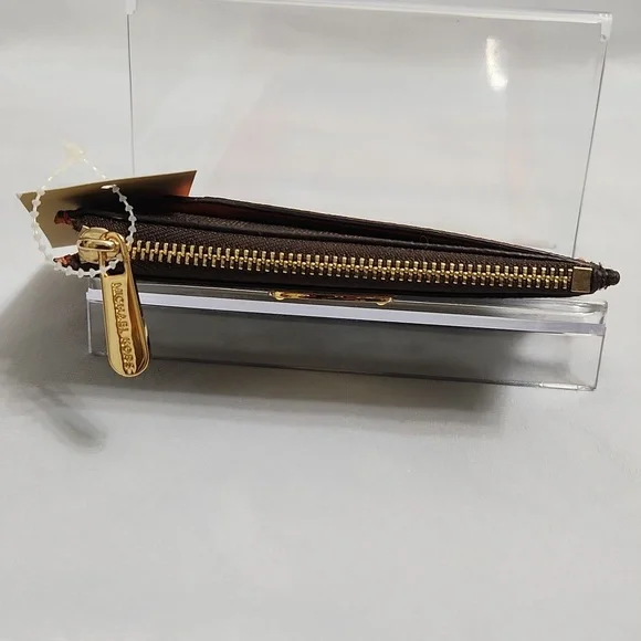 Michael Kors Jet Set Small Brown Tangerine Coinpouch w ID Holder